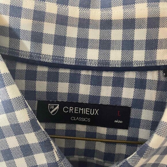Daniel Cremieux Short Sleeve Button Down Size L Navy and White Gingham - Picture 8 of 9